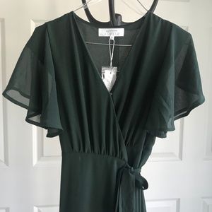 Arbor Naples Flutter Sleeve Wrap Maxi - Forest Green XS